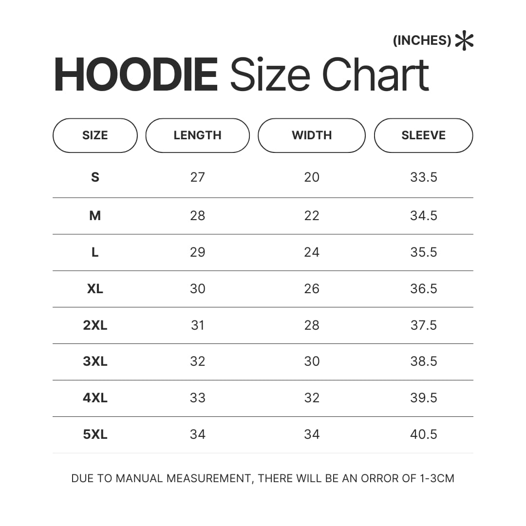 Hoodie Size Chart - The Daily Podcast Store