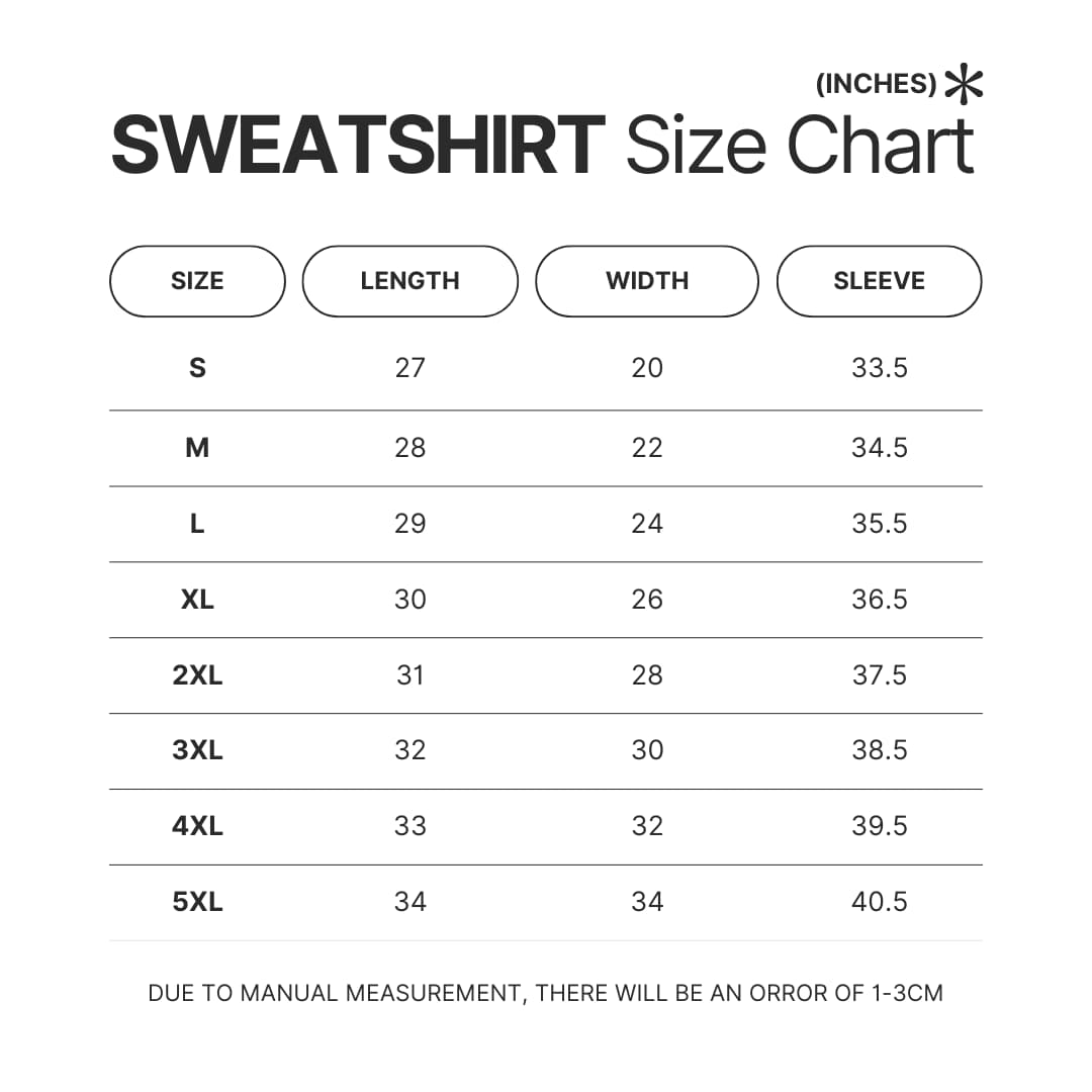 Sweatshirt Size Chart - The Daily Podcast Store