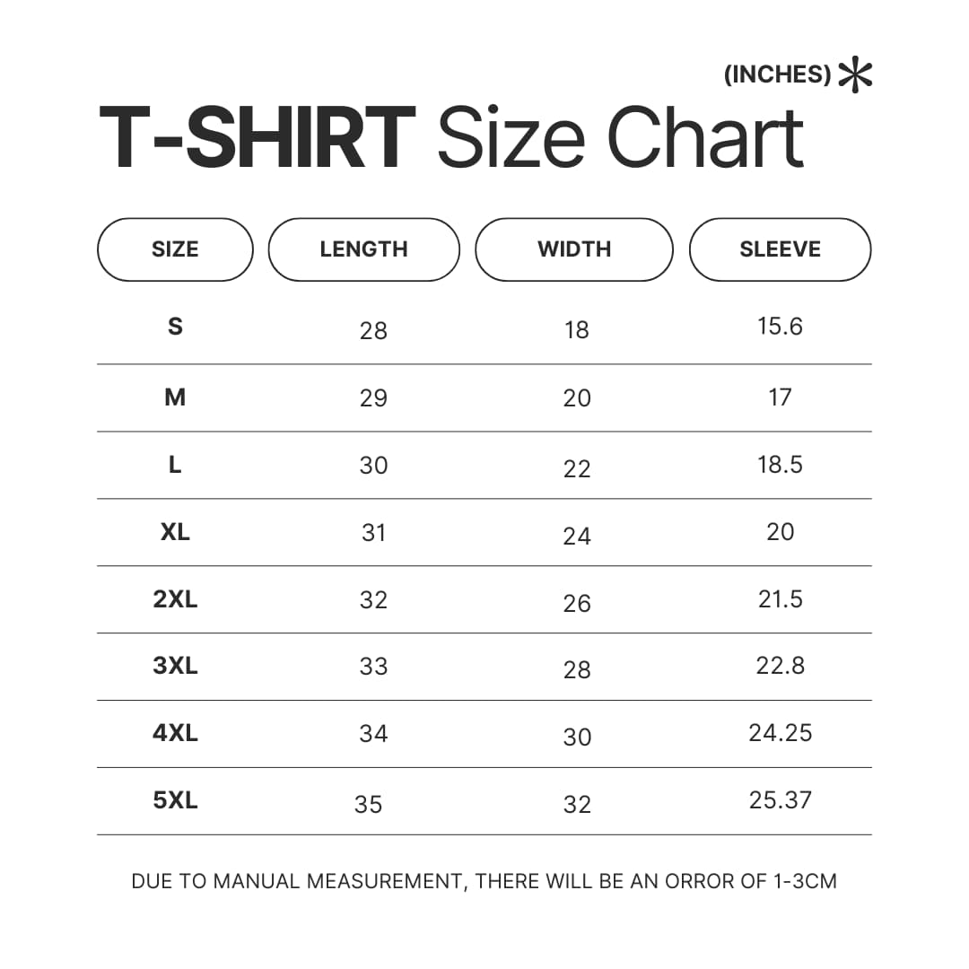 T shirt Size Chart - The Daily Podcast Store
