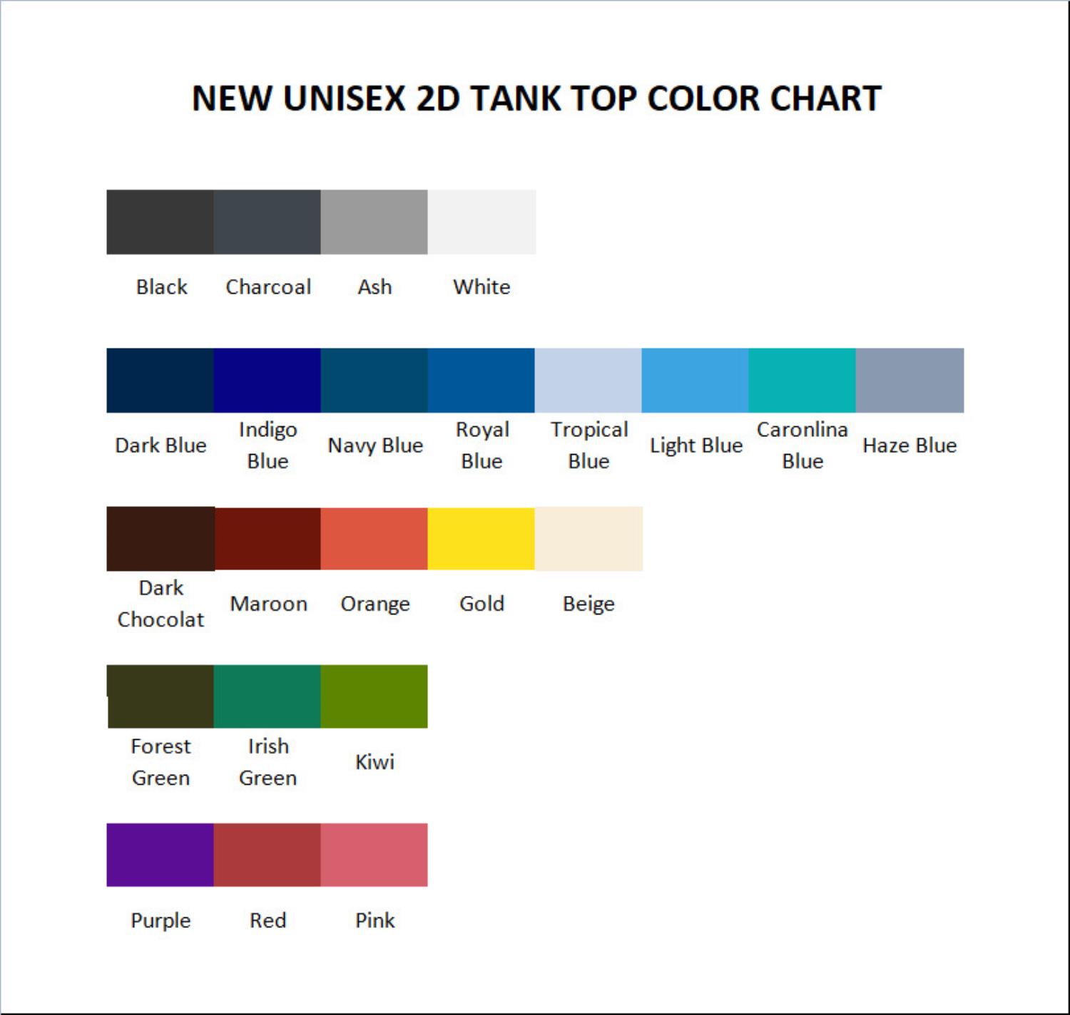 tank top color chart - The Daily Podcast Store